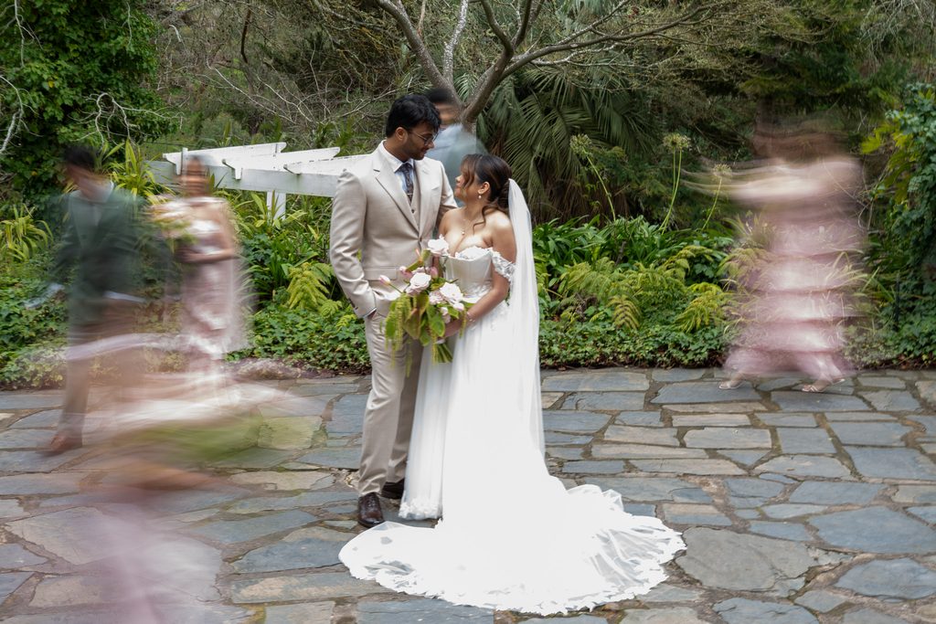 slow shutter motion blur photo of the bridal party