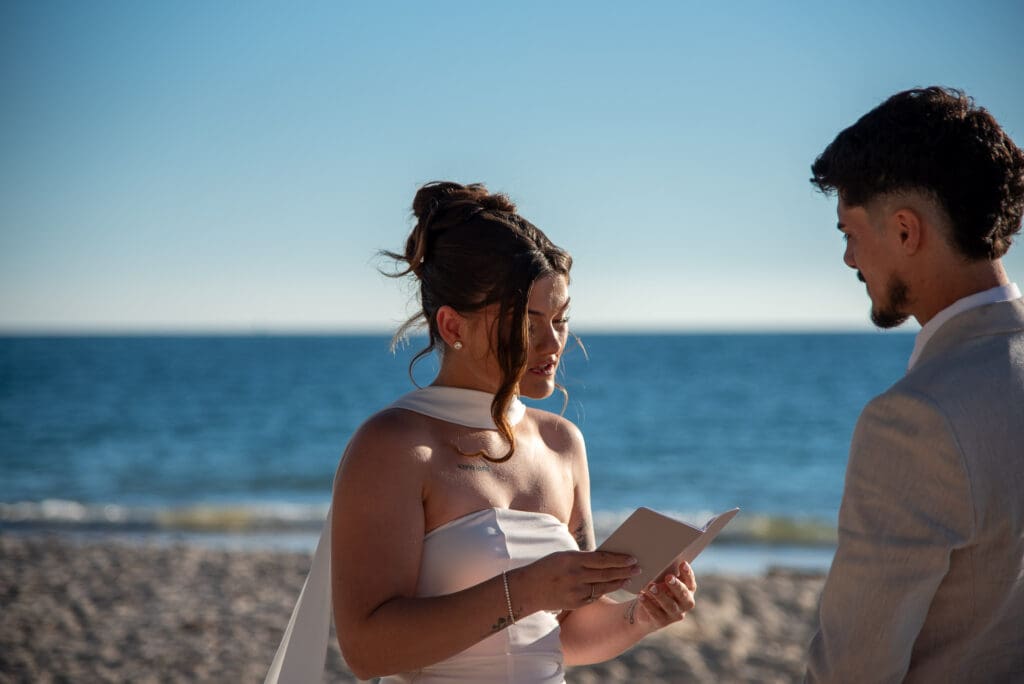 Halley and Jay Glenelg Wedding, saying vows